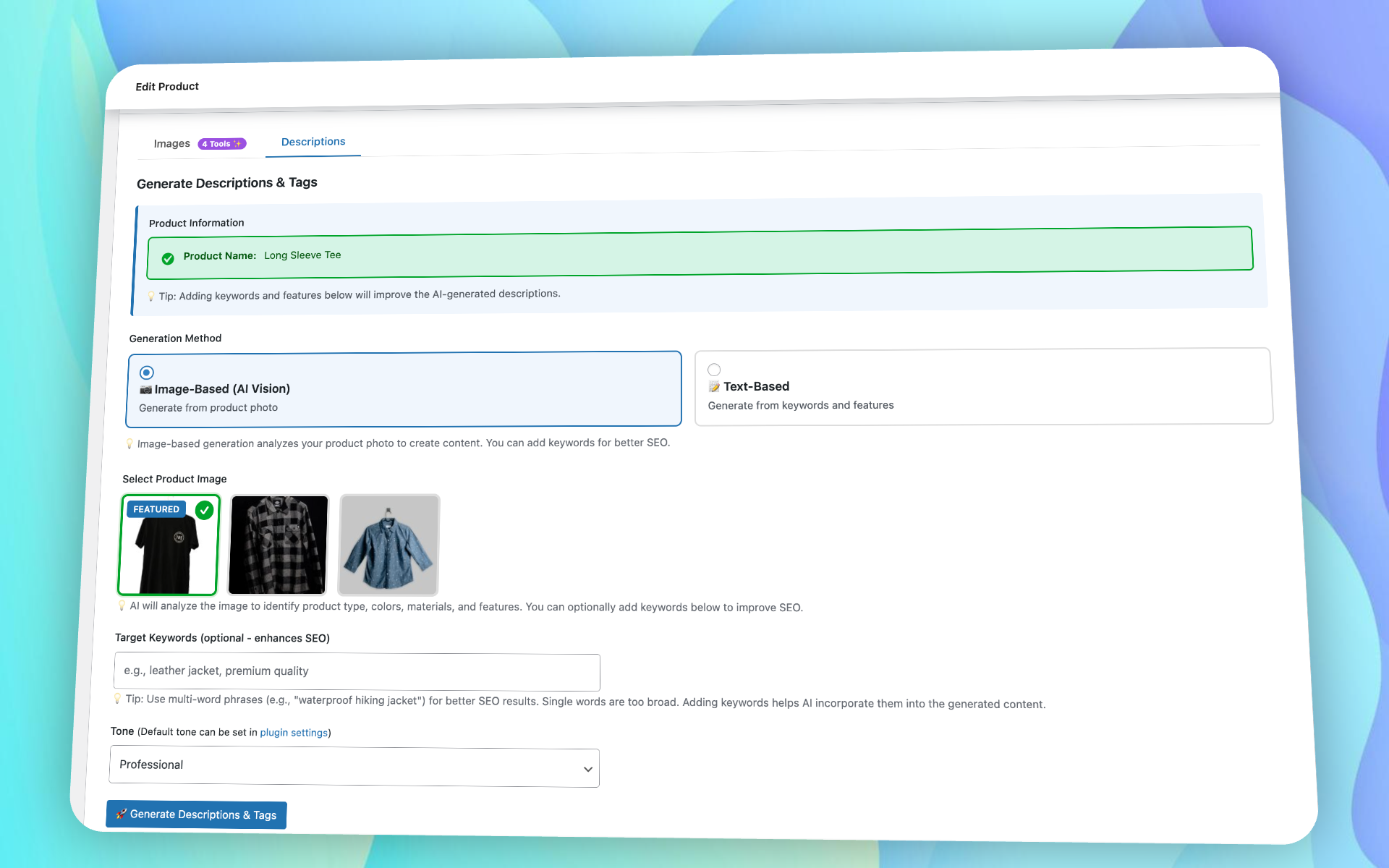 StoreMage generating SEO descriptions inside the WooCommerce product editor
